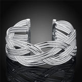 925 Silver Intertwined Bangle Bracelet For Women Party Jewelry