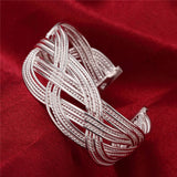 925 Silver Intertwined Bangle Bracelet For Women Party Jewelry