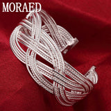 925 Silver Wide Cuff Bangle Bracelet for Women Men