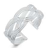 925 Silver Wide Cuff Bangle Bracelet for Women Men