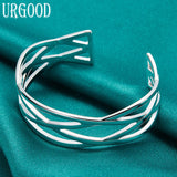925 Silver Interweave Bangle Wedding Romantic Jewelry Gift