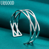 925 Silver Interweave Bangle Wedding Romantic Jewelry Gift