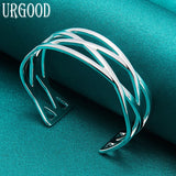 925 Silver Interweave Bangle Wedding Romantic Jewelry Gift