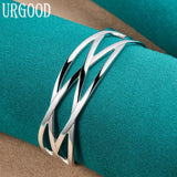 925 Silver Interweave Bangle Wedding Romantic Jewelry Gift