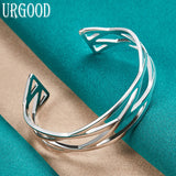 925 Silver Interweave Bangle Wedding Romantic Jewelry Gift