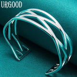 925 Silver Interweave Bangle Wedding Romantic Jewelry Gift