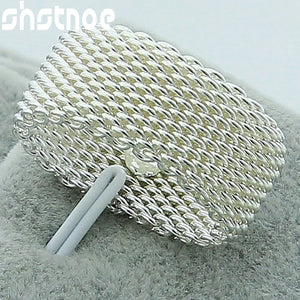 925 Silver Mesh Ring Men Women Engagement Wedding Charm Party Jewelry
