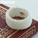 925 Silver Mesh Ring Men Women Engagement Wedding Charm Party Jewelry