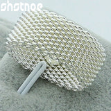 925 Silver Mesh Ring Men Women Engagement Wedding Charm Party Jewelry