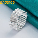 925 Silver Mesh Ring Men Women Engagement Wedding Charm Party Jewelry