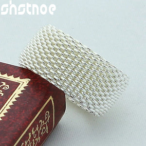 925 Silver Mesh Ring Men Women Engagement Wedding Charm Party Jewelry