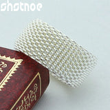 925 Silver Mesh Ring Men Women Engagement Wedding Charm Party Jewelry