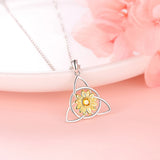 925 Sterling Silver Celtic Sunflower Pendant Necklace