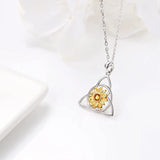 925 Sterling Silver Celtic Sunflower Pendant Necklace