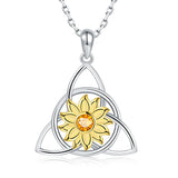 925 Sterling Silver Celtic Sunflower Pendant Necklace