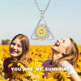 925 Sterling Silver Celtic Sunflower Pendant Necklace