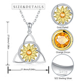 925 Sterling Silver Celtic Sunflower Pendant Necklace