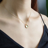 925 Silver Oval Concave Pendant Necklace Women Fine Jewelry Gift