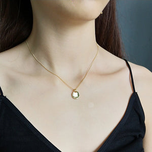 925 Silver Oval Concave Pendant Necklace Women Fine Jewelry Gift