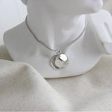 925 Silver Vermeil Charm Necklace Round Circle Pendant