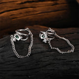 925 Silver Ear Clips Tassel Chain Earrings Zircon Ear Cuff Jewelry