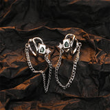 925 Silver Ear Clips Tassel Chain Earrings Zircon Ear Cuff Jewelry
