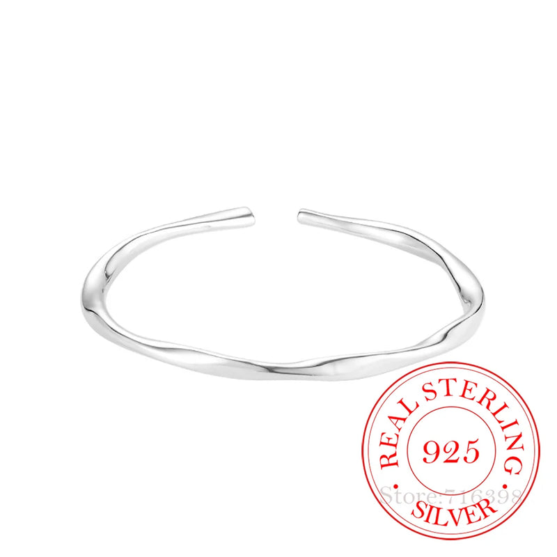 925 Silver Geometric Bracelet for Women Adjustable Wedding Jewelry