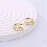 925 Silver Square Zircon Hoop Earrings Wedding Jewelry