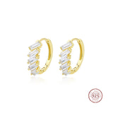925 Silver Square Zircon Hoop Earrings Wedding Jewelry