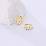 925 Silver Square Zircon Hoop Earrings Wedding Jewelry