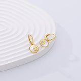 925 Silver Geometric Sun Shell Dangle Earrings Vintage Jewelry