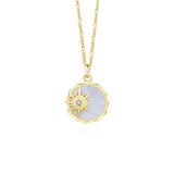 925 Silver Shell Pendant Necklace Geometric Sun Vintage Jewelry
