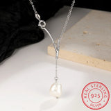 Sterling Silver Baroque Pearl Pendant Necklace for Women