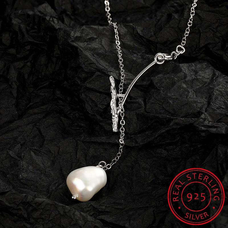 Sterling Silver Baroque Pearl Pendant Necklace for Women