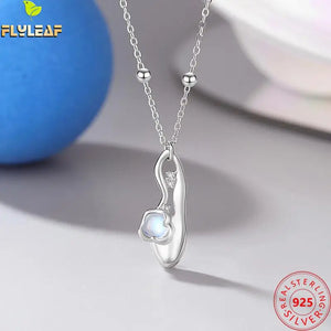 925 Silver Moonstone Pendant Necklace Women Fine Jewelry