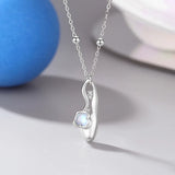 925 Silver Moonstone Pendant Necklace Women Fine Jewelry