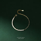 925 Silver Irregular Pearl Chain Bracelet for Women
