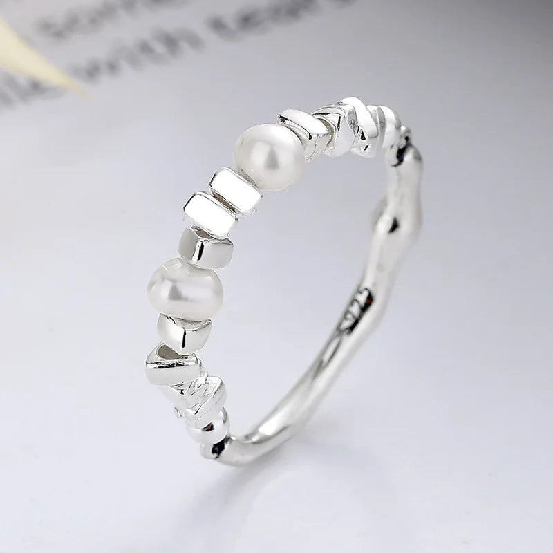 925 Silver Pearl Ring for Women Fine Jewelry Accessories