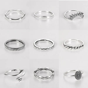 925 Sterling Silver Irregular Ring Retro Style Jewelry