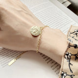 925 Silver Double Side Portrait Coin Bracelet 18K Jewelry Women Bracelets