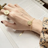 925 Silver Double Side Portrait Coin Bracelet 18K Jewelry Women Bracelets