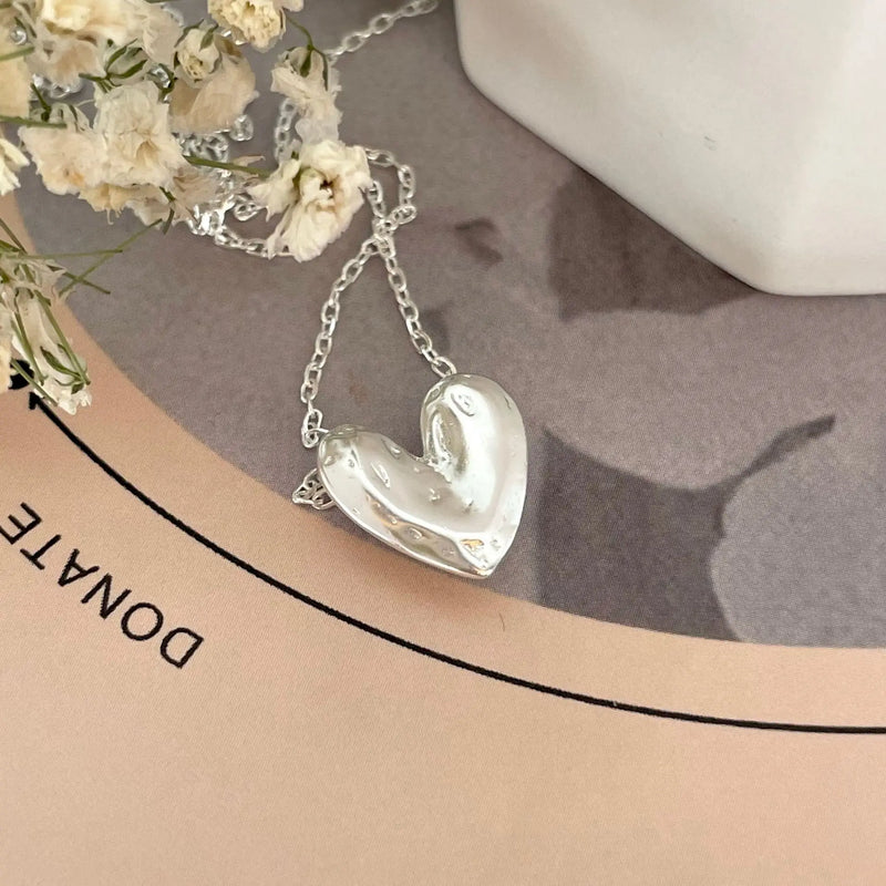 925 Silver Heart Pendant Choker Women Jewelry Necklace