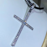 925 Silver Islamic Cross Necklace Zircon Glittering Pendant