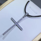 925 Silver Islamic Cross Necklace Zircon Glittering Pendant