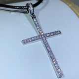 925 Silver Islamic Cross Necklace Zircon Glittering Pendant