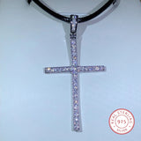925 Silver Islamic Cross Necklace Zircon Glittering Pendant
