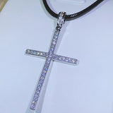 925 Silver Islamic Cross Necklace Zircon Glittering Pendant
