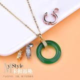 925 Silver Jadeite Wax Amber Pendant Necklace Seed Buckle Clip