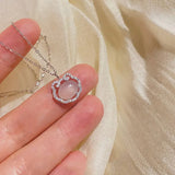 925 Silver Jade Safety Lock Necklace for Women Girl Birthday Gift