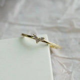 925 Silver Crystal Heart Tail Ring Romantic Engagement 14k Plating